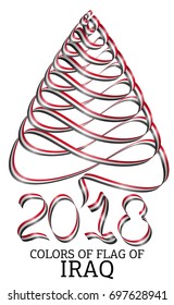 Ribbon in the shape of a Christmas tree with the colors of the flag of Iraq