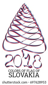 Ribbon in the shape of a Christmas tree with the colors of the flag of Slovakia