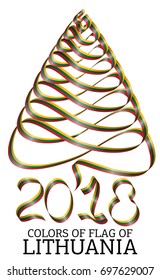 Ribbon in the shape of a Christmas tree with the colors of the flag of Lithuania