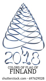 Ribbon in the shape of a Christmas tree with the colors of the flag of Finland