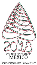 Ribbon in the shape of a Christmas tree with the colors of the flag of Mexico