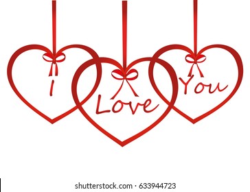 A ribbon in the shape of a heart. Red bow. Greeting card or invitation for a holiday. St. Valentine's Day. Love. Empty place for text or advertising. Vector