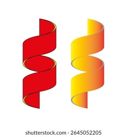 Ícone de forma da faixa. Elemento vermelho amarelo. Vetor 3D abstrato. Símbolo de fluxo de gradiente.