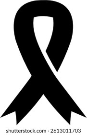 Ribbon shape silhouette for charity in black.