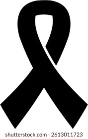 Ribbon shape silhouette for charity in black.