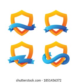ribbon shield gradient logo design