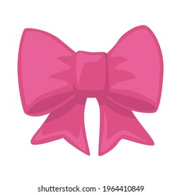 Ribbon Sign Emoji Icon Illustration. Pink Bow Vector Symbol Emoticon Design Clip Art Sign Comic Style.