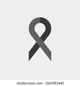 Ribbon sign icon. Breast cancer awareness symbol. Black pictogram on white background. Vector illustration.