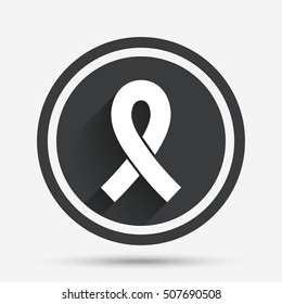 Ribbon sign icon. Breast cancer awareness symbol.