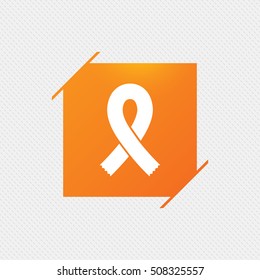 Ribbon sign icon. Breast cancer awareness symbol.