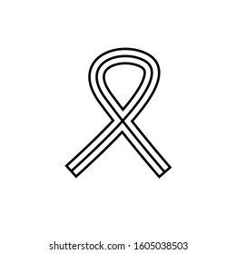 Ribbon sign icon outline style. Breast cancer awareness
