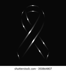 Ribbon silhouette of white lights on dark background