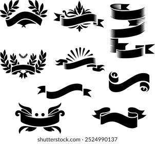 Ribbon Silhouettes Vector Illustration Set