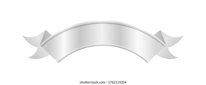 ribbon silver isolated on white background, circle ribbon silver luxury for laurel wreath decoration, ribbon frame silver for ornament royal king crown or queen, ribbons and copy space text, vector