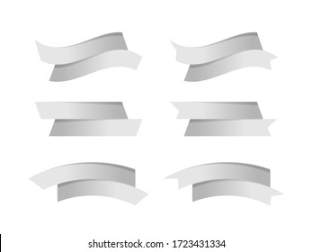 ribbon silver stripe shape isolated on white background, ribbon grey tag collection for element graphic design, ribbon line silver for label copy space text, border tape curl gray ribbon shaped