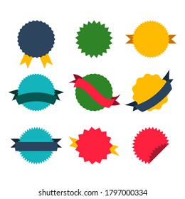 Ribbon simple multicolored banners and tapes. Vector set in flat style on the white background