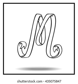 Ribbon sketch alphabet