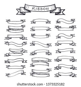 ribbon sketch hand draw on white background