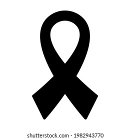 Ribbon solid black icon. Awareness ribbon. Oncology cancer aids concept. Trendy flat isolated symbol sign used for: illustration, logo, badge, mobile, app, design, web, dev, ui, ux, gui. Vector EPS 10
