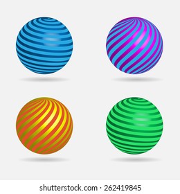 Ribbon spheres. Collection of four vector logo design elements.