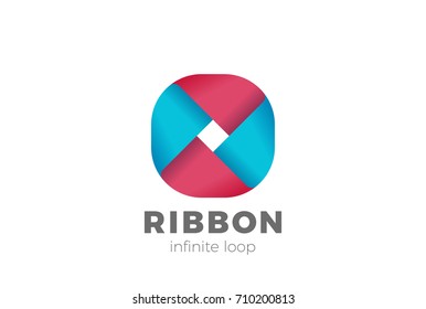 Ribbon Square Logo abstract design vector template.