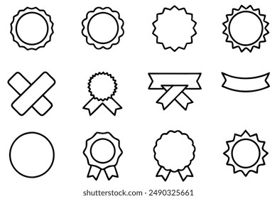Ribbon Stamp Seal Line Art Design Illustration Validation Hand Drawing