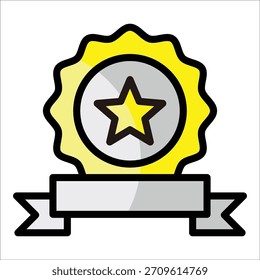 Ribbon Star Icon Element For Design