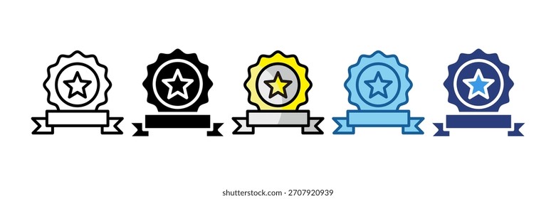 Ribbon Star Icon Set Multiple Style Collection