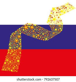 Ribbon of stars in the background of the Russian flag