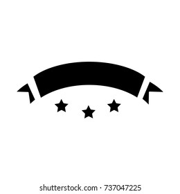 ribbon with stars icon, vector illustration, black sign on isolated background