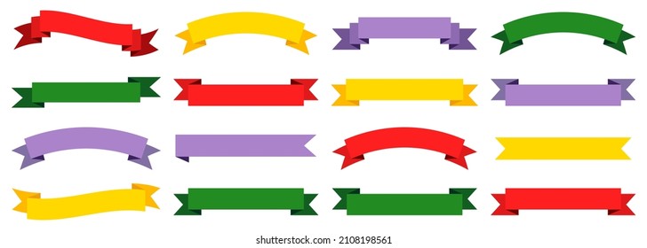 Conjunto de plantillas de bandas de cinta de opciones. Banner rojo para publicidad y promoción de marketing amarillo curvó decoraciones lineales de promoción azul para descuentos de moda gris y formularios de oferta. Holgura del vector. Pasos 10