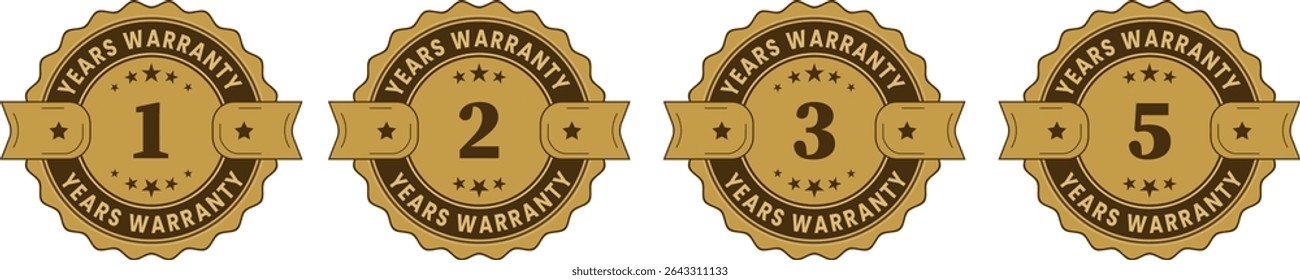 Ribbon Style Numeric Warranty Labels | Clean Icons for Branding, Digital Labels
