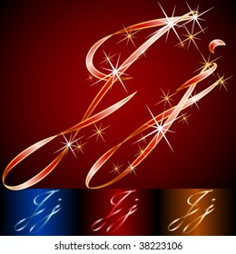 Ribbon styled vector gala alphabet. Applicable for dark and light background. Letter j