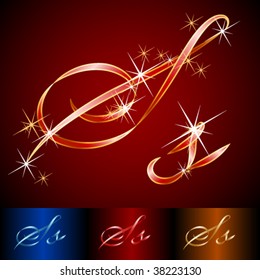 Ribbon styled vector gala alphabet. Applicable for dark and light background. Letter s