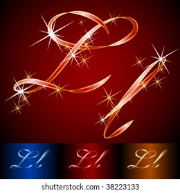 Ribbon styled vector gala alphabet. Applicable for dark and light background. Letter l