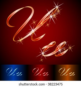Letra de gala vetorial com estilo Ribbon. Aplicável a fundo escuro e claro. Letra u