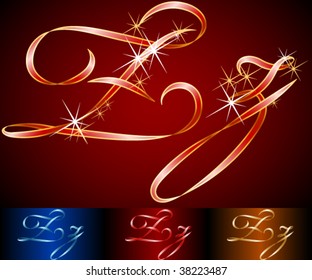 Ribbon styled vector gala alphabet. Applicable for dark and light background. Letter z
