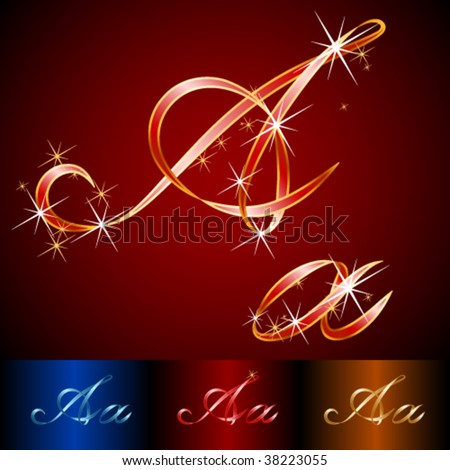 Ribbon styled vector gala alphabet. Applicable for dark and light background. Letter a