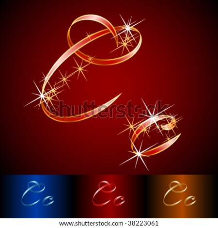 Ribbon styled vector gala alphabet. Applicable for dark and light background. Letter c