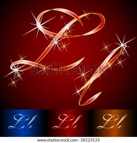 Ribbon styled vector gala alphabet. Applicable for dark and light background. Letter l