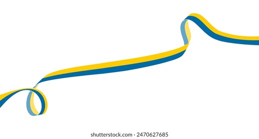 Ribbon with Swedish flag colors - hand drawn vector illustration.