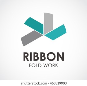 RIbbon of swirl work abstract vector and logo design or template flat business icon of company identity symbol concept