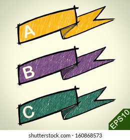 Ribbon tag sketchbook style : vector eps10