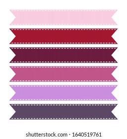 Ribbon tape.  Multi colour ribbon tape vector.  Grosgrain ribbon  vector set. 