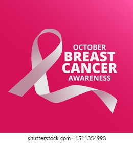 Ribbon with text breast cancer awareness.Vector illustration