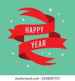 "Ribbon with the text happy new year" vector illustration.