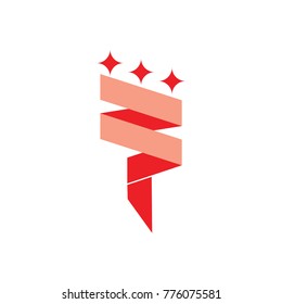 ribbon text star template vector