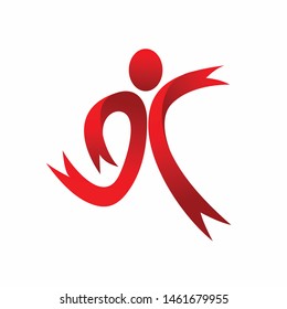 Ribbon that forms people running