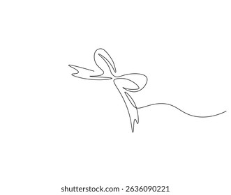 Ribbon tie continuous line. Continuous one line drawing of ribbon tie. birthday, decoration, accessory concept. Single line drawing
