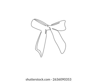 Línea continua de lazo de cinta. Dibujo continuo de una línea de lazo de cinta. cumpleaños, decoración, concepto de accesorio. Dibujo de una sola línea

